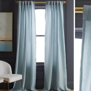 NWT QUINCE Set Of 2 48x84 European Linen Curtains Light Blue 4448